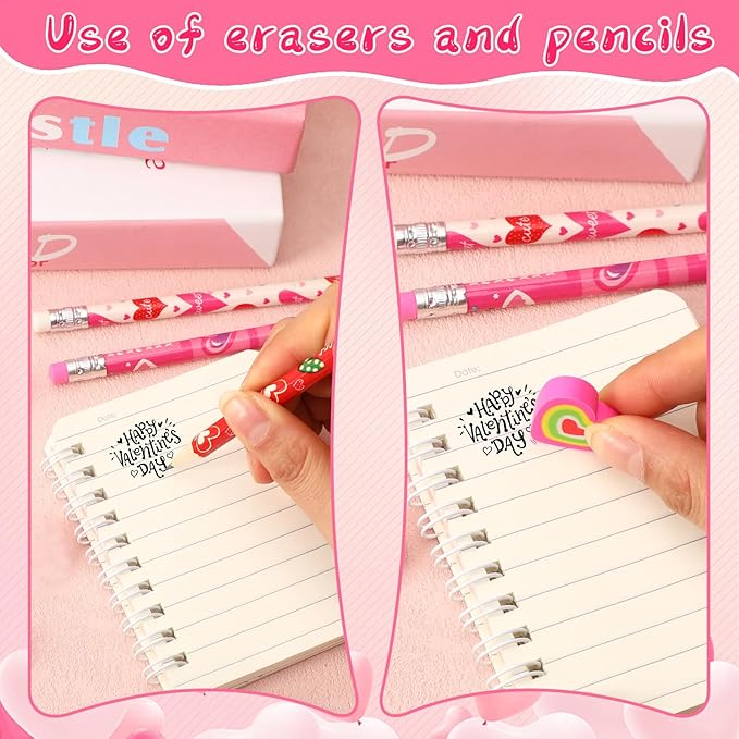 JULMELON 72PCS Valentine's Day Party Favors Set, Wooden Pencils - Image 4