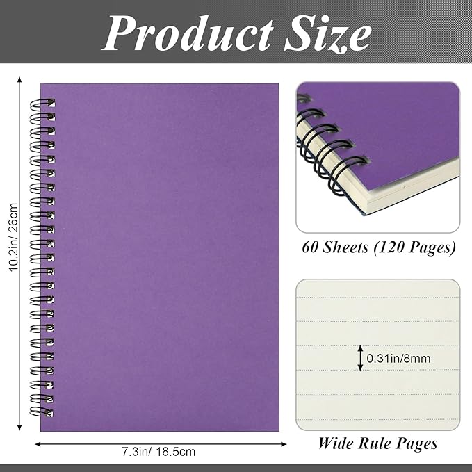 Leelosp 12 Pack B5 Spiral Notebook 10.2 x 7.3 Inch Lined College Ruled Spiral - Image 3