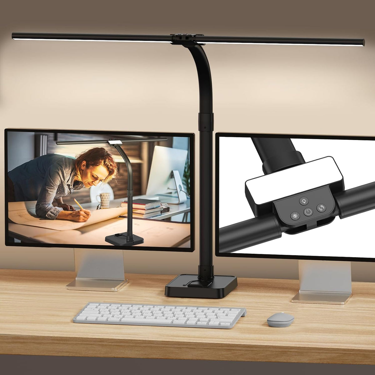 gaefury led desk lamp for home office, 24w, main product view