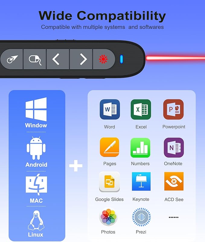 Air Mouse Clicker for Presentation Rechargeable, Presenter Clicker Remote for - Image 7
