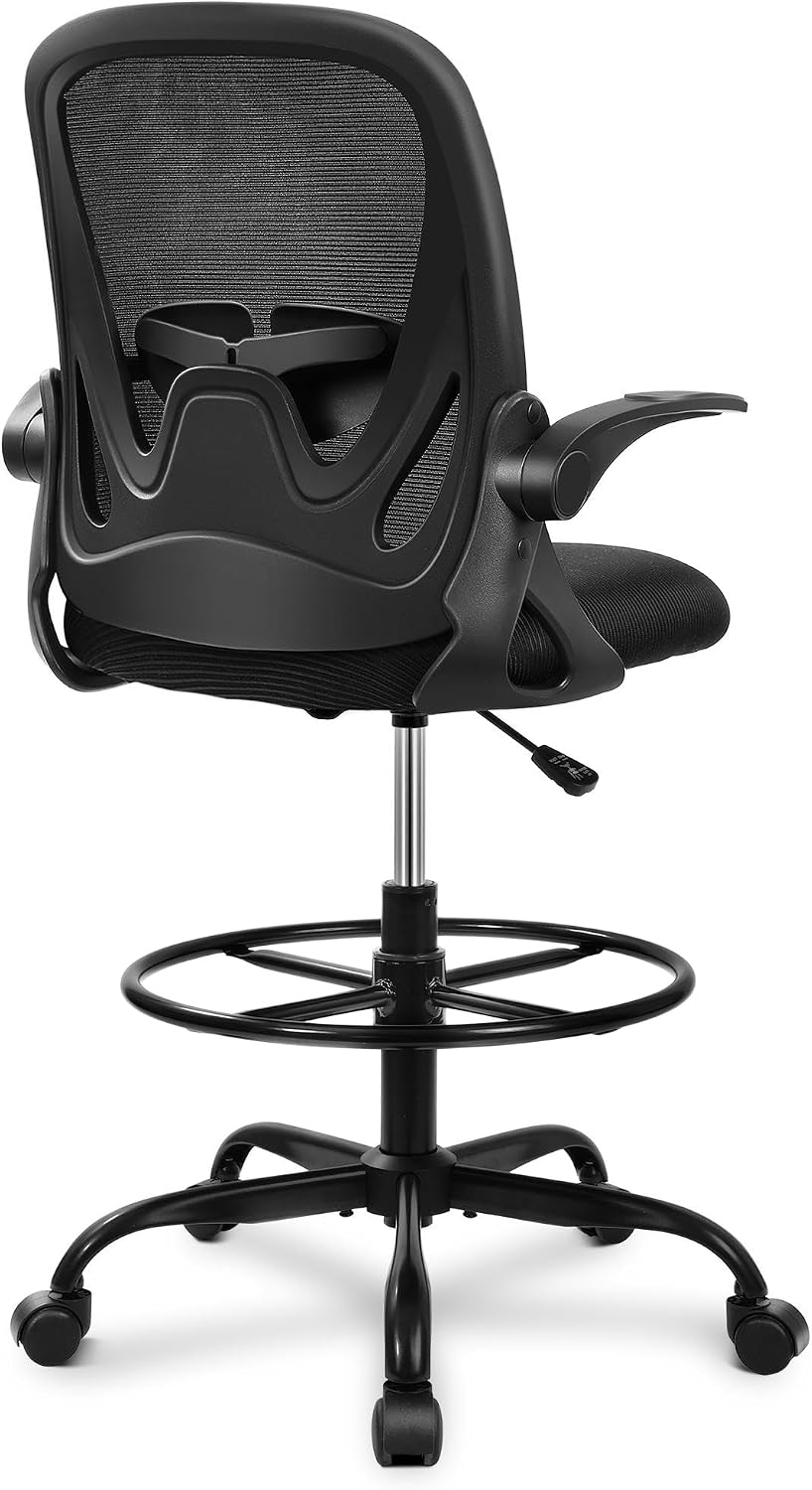 Primy Drafting Chair Tall Office Chair with Flip-up Armrests Executive Ergono...