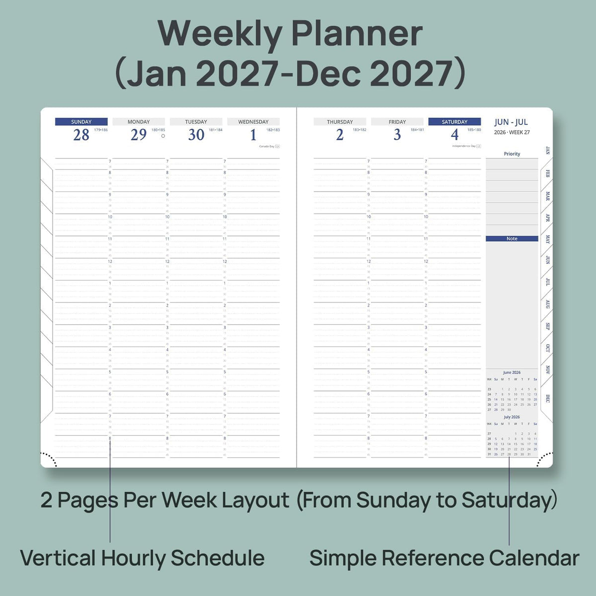 POPRUN Planner 2026-2027, 8.25" x 11.75" Academic Weekly Calendar P...