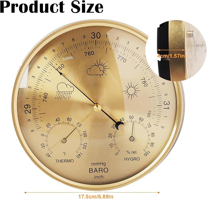 3 in 1 Barometer for Weather Station, Wall Hanging Thermometer All-Season - Image 3