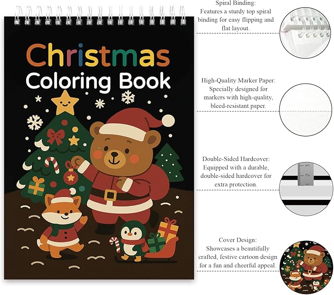 Fuxi Christmas Coloring Books for Kids Ages 8-12, 60 Sheets Blank Sketchbook + - Image 2