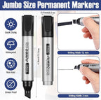 Fuutreo 10 Pack Jumbo Permanent Markers Bulk Large Chisel Tip Permanent Markers - Image 3