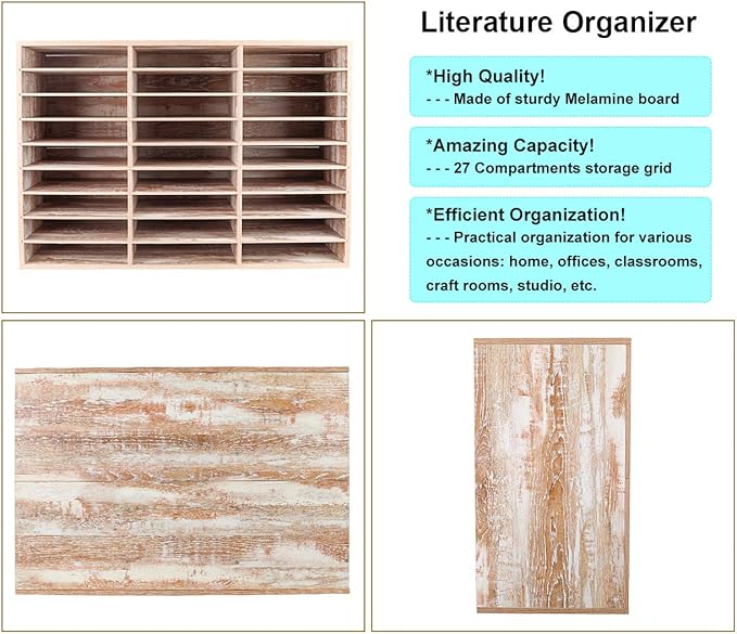 PAG Mail Sorter, Wood Literature Organizer, Student Mailbox - Image 2