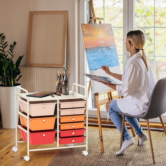 GOFLAME 9-Drawer Rolling Storage Cart, Mobile Utility Cart - Image 2