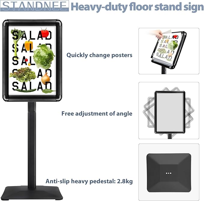 STANDNEE Poster Stand Holder Pedestal Floor Standing Sign Holder 11"x 17" - Image 9