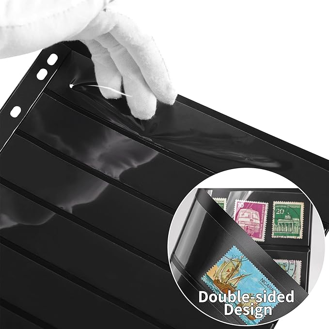 10 Sheets 20 Pages Postage Stamp Album Pages, 8 Pockets 7.7X 1.18in Stamp - Image 5