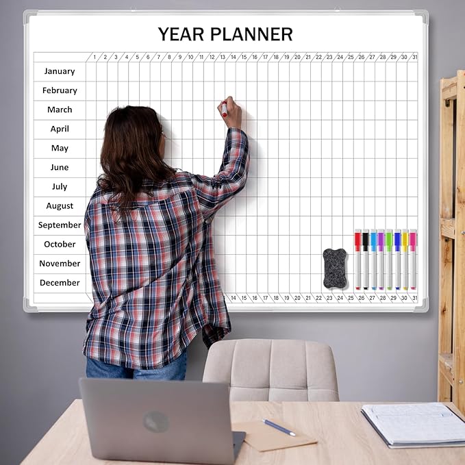 Lincia Extra Large 48" x 36" Magnetic Vertical Year Planner Dry Erase Calendar - Image 6