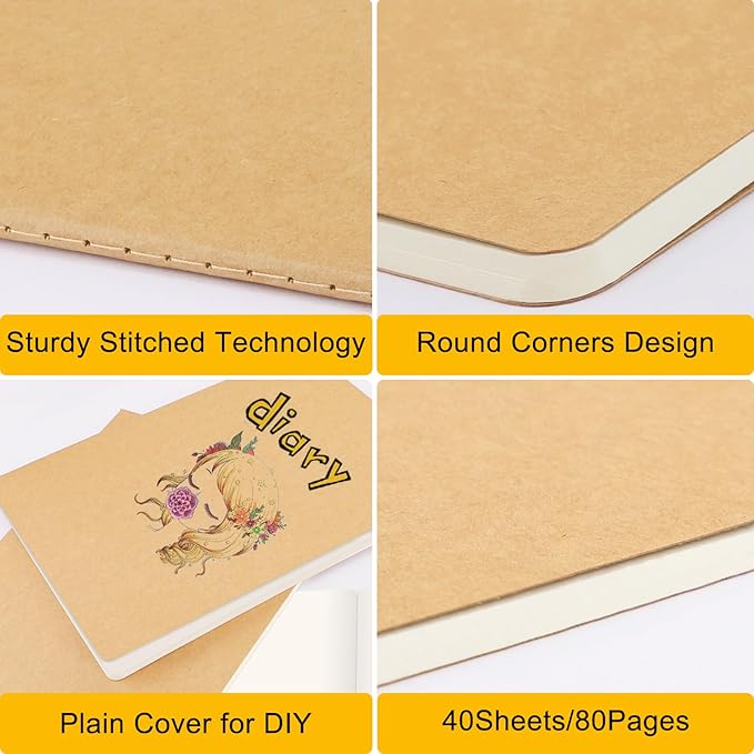 EUSOAR Kraft Notebooks, 12 Packs Large A4 8.5" x 11"，40 Sheets/ 80 Pages - Image 5
