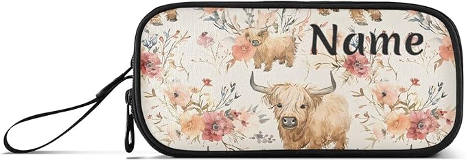 BOENLE Custom Cute Highland Cows Flowers Pencil Case Box Boys Girls - Image 8