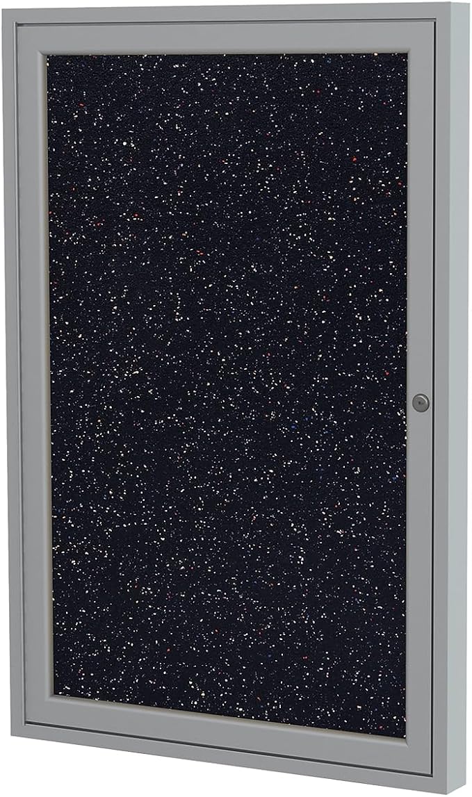 Ghent 36"x36" 1-Door indoor Enclosed Recycled Rubber Bulletin Board, Shatter by Ghent