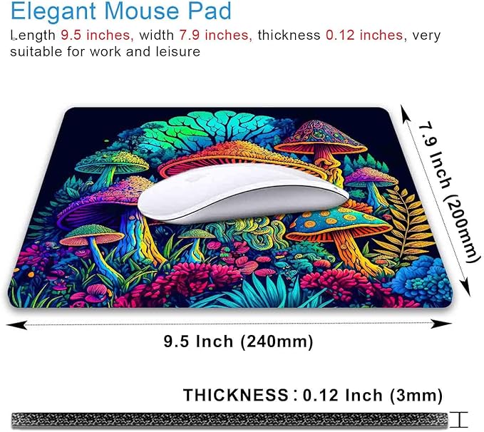 IMAYONDIA Psychedelic Mushrooms Mouse Pad, Colorfull Gaming Mouse Pad, Magical - Image 2