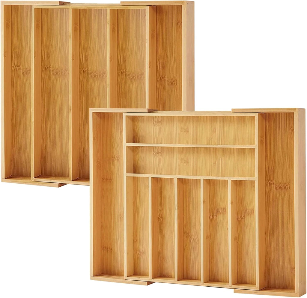 Bamboo Drawer Organizer, 2 Pack