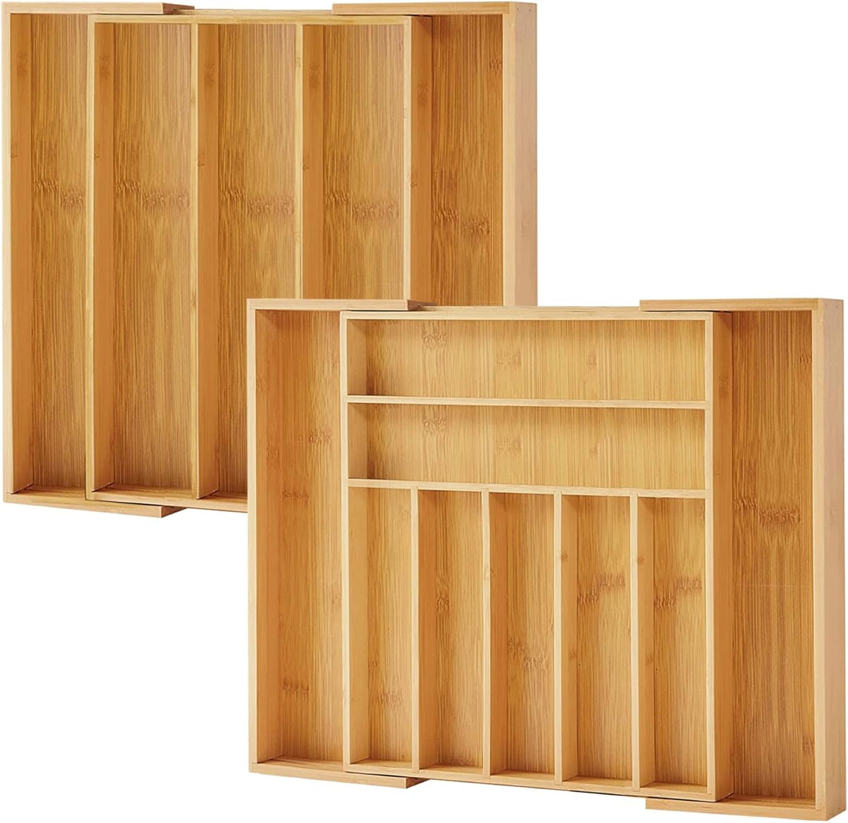 Bamboo Drawer Organizer, 2 Pack