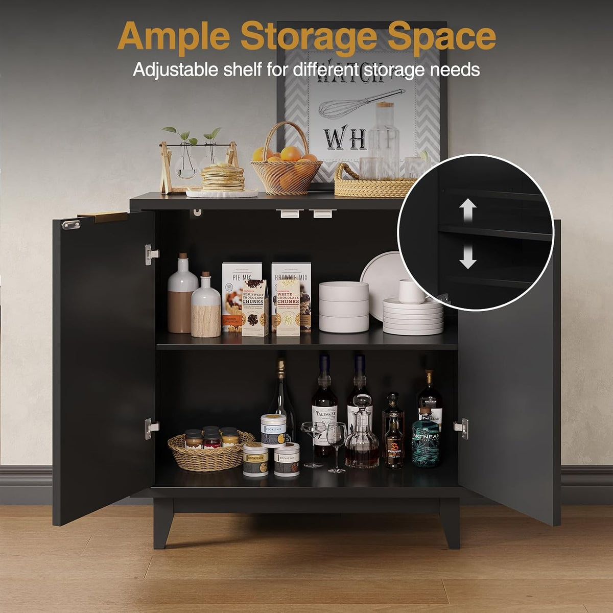 Befrases Buffet Cabinet with Storage 3 Pieces Modern Fluted Sideboard with Ad...