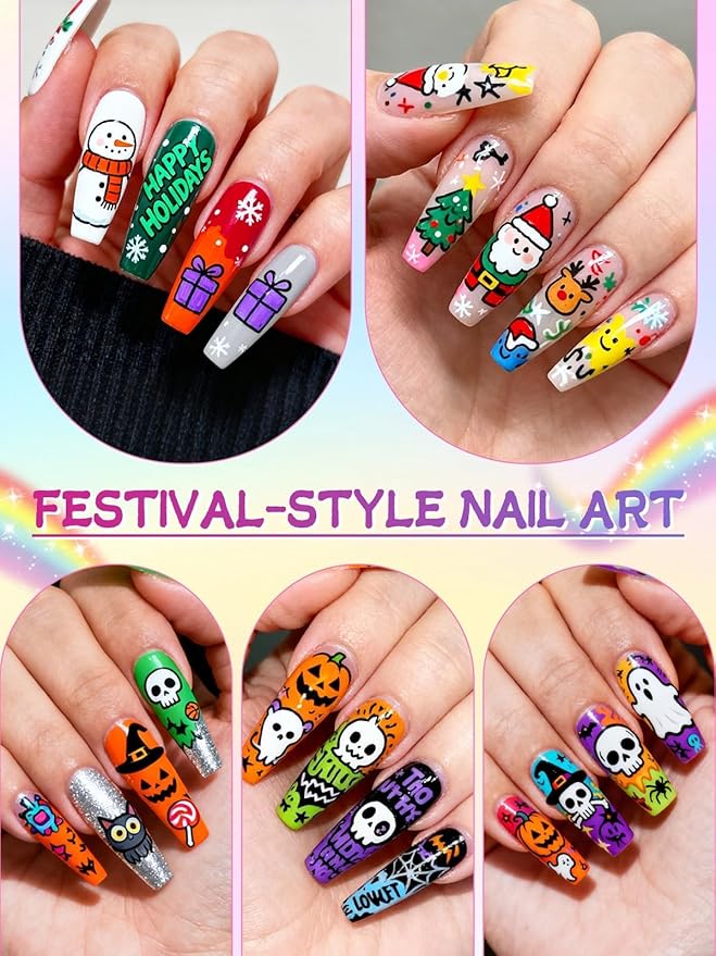 EBANKU 12 Colors Nail Art Pens Set, 3D Nail Polish Pens Acrylic Paint Pens Nail - Image 6