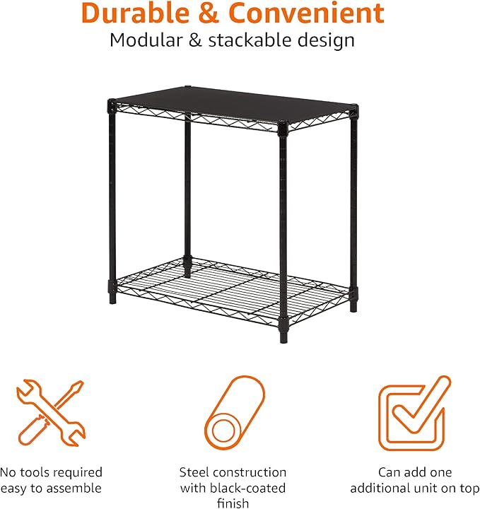 Amazon Basics 2-Shelf Stackable Storage, 13.3" D x 23.2" W x 22.2" H - Image 5