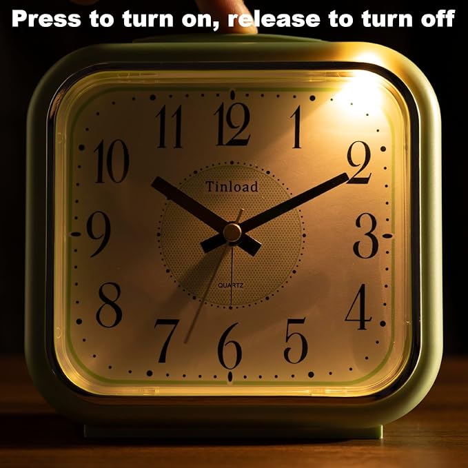 Tinload 5.5" Large Analog Alarm Clock Silent Non Ticking, Gentle Wake, Beep - Image 4