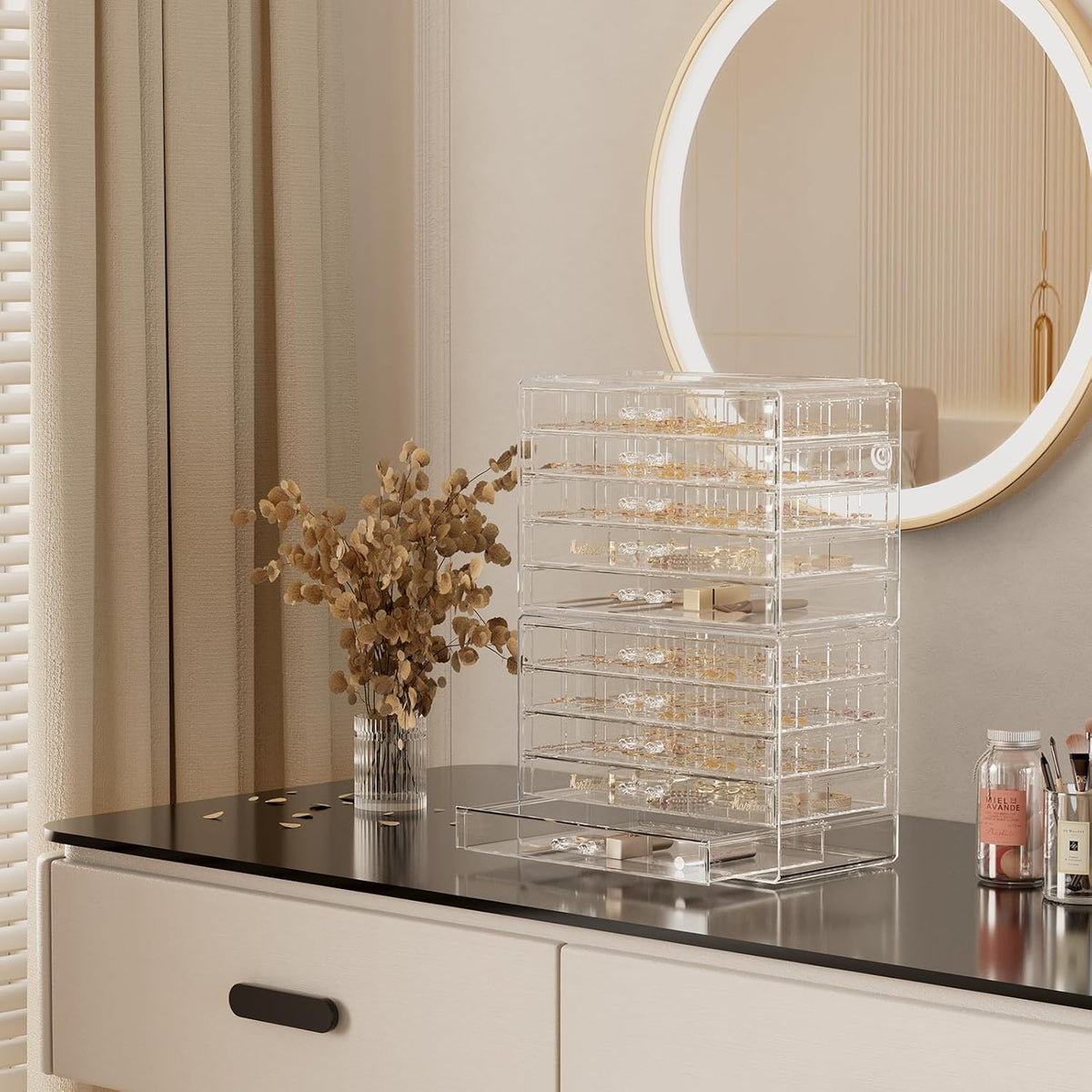 ProCase Acrylic Earrings Holder Organizer Box -Clear, 10 Layers