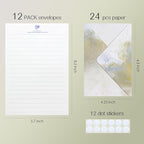 Tuhangcc Stationary Paper Set Minimalism- Hand Blended Colors, 12 Envelopes & - Image 4