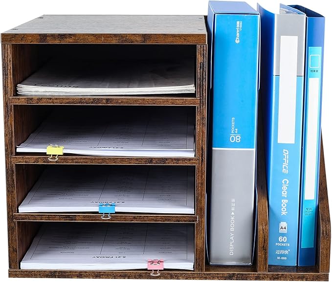 PAG Wood Desktop File Holder Organizer Mail Sorter - Image 2