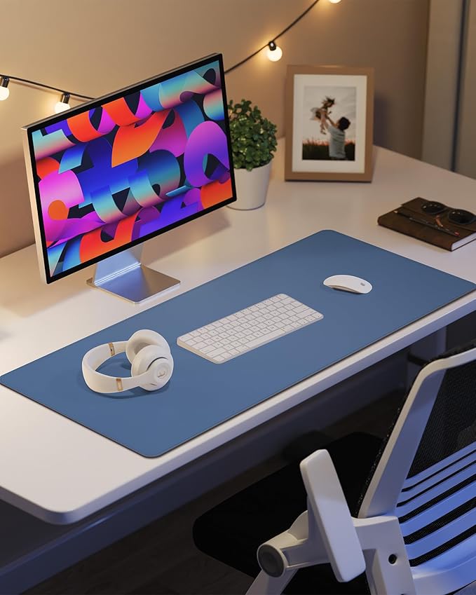 Leather Desk Pad Protector, Mouse Pad, Office Desk Mat, Non-Slip PU Leather - Image 6