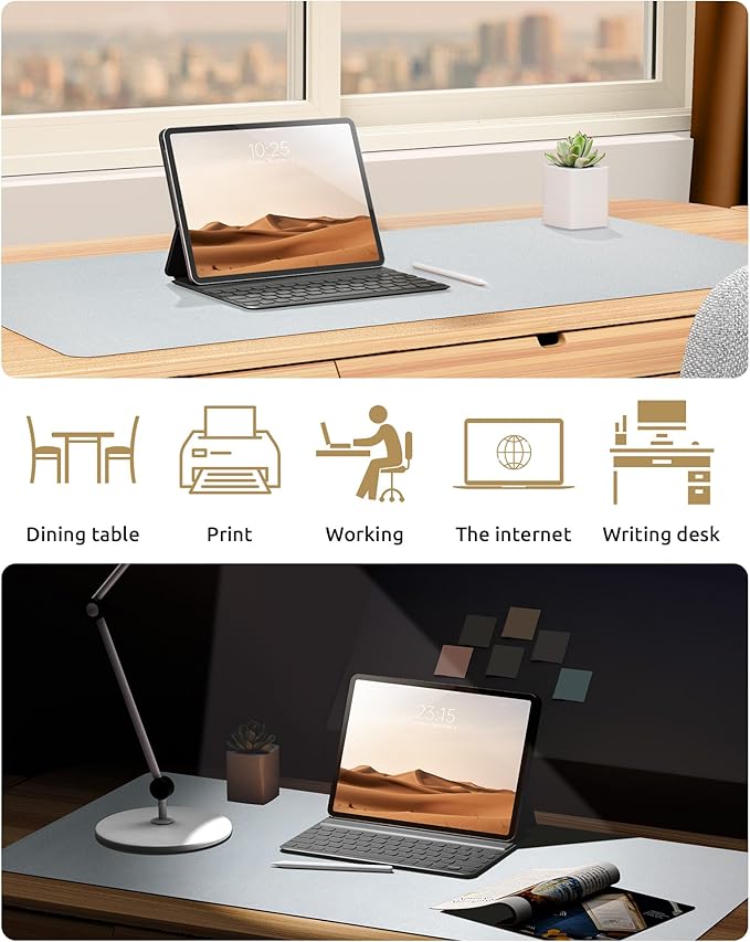 YSAGi Leather Desk Pad Protector, Office Desk Mat, Large Mouse Pad, Non-Slip PU - Image 6