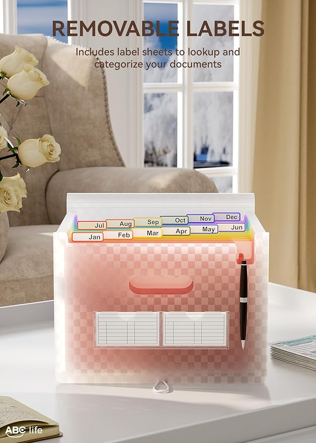 ABC life 12 Pockets Accordion File Organizer Expanding File Folders, Portable - Image 4