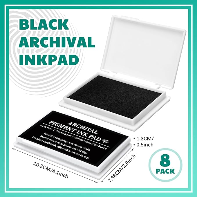 MotiMind 8 Pcs Black Archival Pigment Waterproof Ink Pad - Image 2