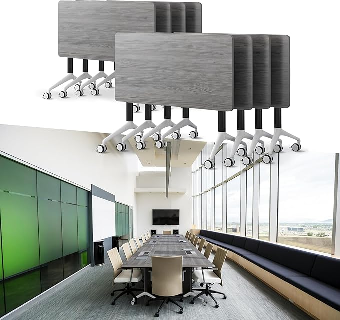 Goakwwuz Conference Room Table, Folding Conference Tables, Thicken Grey Tabletop by Goakwwuz