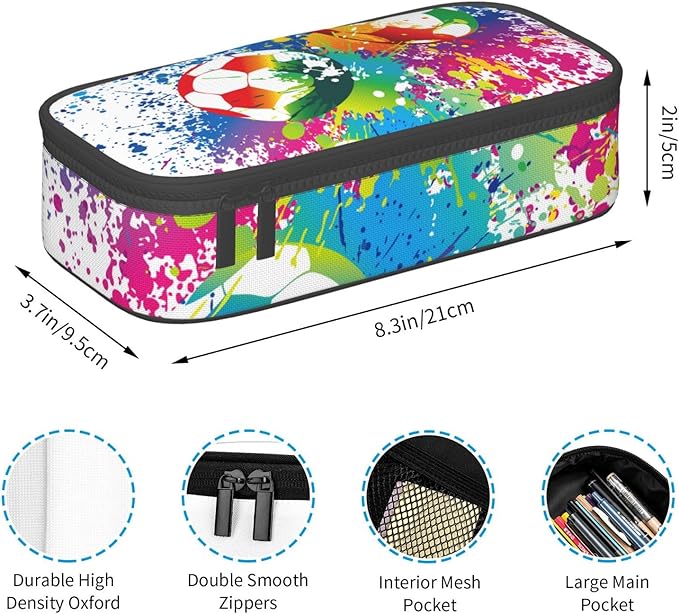 Colorful Soccer Pencil Case Big Capacity Storage Pencil Pouch Stationery Bags - Image 6