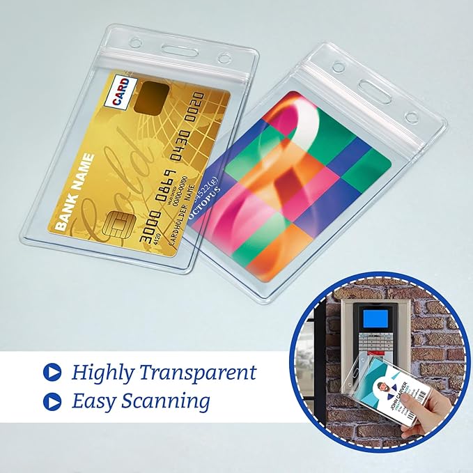 10 Pcs Clear Plastic Heavy Duty Vertical Name Badge ID Card Holders - Image 6