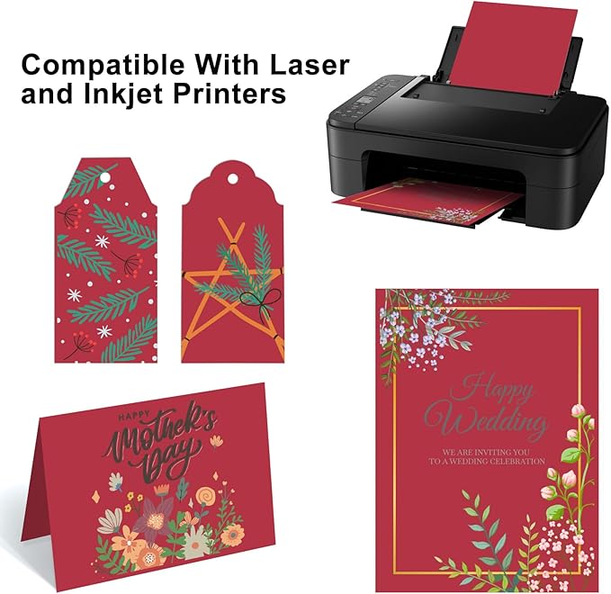 OcePor 100 Sheets Valentine's Day Red Cardstock Paper, Colored Printer Paper - Image 5