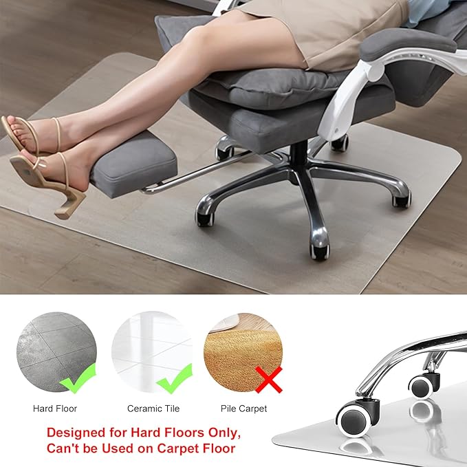 Kuyal Chair Mat for Hardwood Floor, 46 x 46 inches Rectangle Desk Durable - Image 2