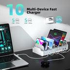 420W Charging Station for Multiple Devices, Zobirez 10-Port USB C Fast Charger - Image 5