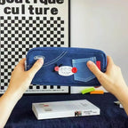 Haumei Canvas Pencil Case Large Capacity, Big Denim Pen Pouch - Image 7