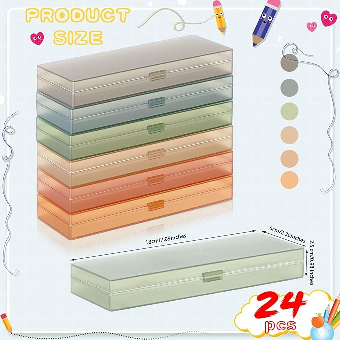 Fainne 24 Pcs Plastic Pencil Case Bulk Pencil Boxes Plastic Stationery Case - Image 2