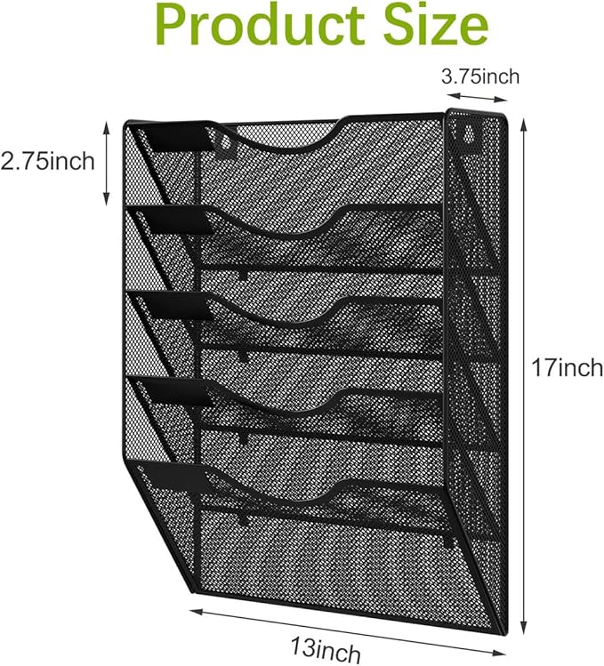 EasyPAG 5 Pocket Mesh Wall File Organizer, Hanging Paper Folder Holder - Image 4