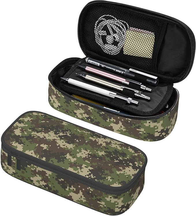YIJIUWKIS Camo Pencil Case for Kids Boys Girls, Big Capacity Green Pencil Pouch by YIJIUWKIS