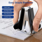 Metal Stapler Heavy Duty - 50 Sheet Capacity with 2000 Pieces 1/4", 5/16" Staples and Staple Remover, No Jam, Non-Slip, Stapler Heavy Duty for Desk, Classroom and Office, Black