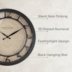 Presentime & Co 13" Farmhouse Series Wall Clock, Cottage Style, Faux Burlap - Image 2