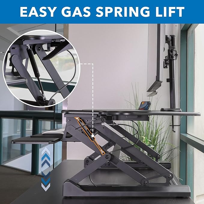Mount-It! Standing Desk Converter Height Adjustable 47" Extra Large Wide Stand - Image 5