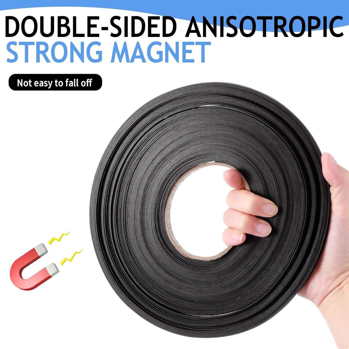 Tellegloww Black Magnetic Tape Roll Thin Strips, 1/4 Inch X 100 Feet, 1 Pcs