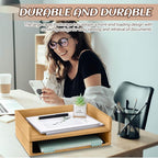 Yeaqee 4 Pcs Stackable Paper Organizer Tray Wood Desk Organizer Letter Tray - Image 6