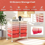 LDAILY 12 Drawer Rolling Storage Cart, Craft Cart Organizer on Wheels w/Metal - Image 5
