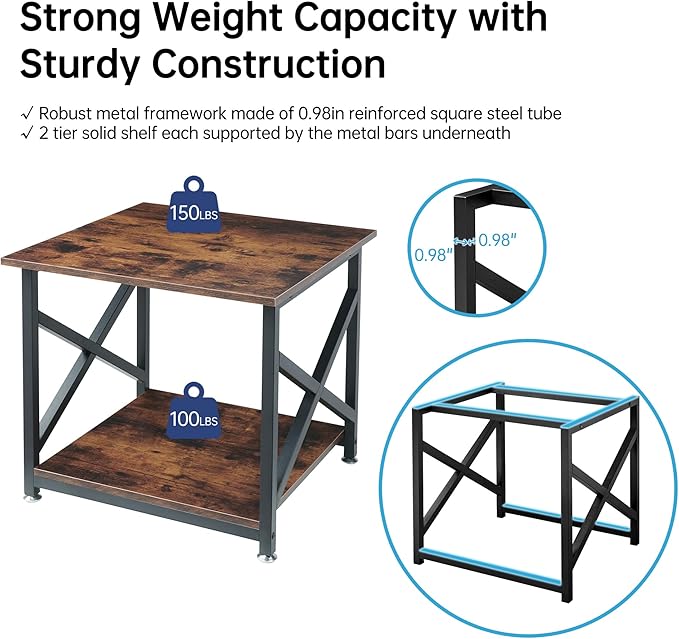 Fannova Large Printer Stand, 23.6 x 23.6 x 22.6 Inches Square Printer Table - Image 4