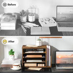 hoobro mail sorter, literature organizer with adjustable shelves showing dimensions