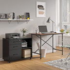 Panana 3 Drawer Office File Cabinets, Mobile Lateral Printer Stand with Open Storage Shelf, Rolling Filing Cabinet with Wheels Home Office Organization and Storage (Black)